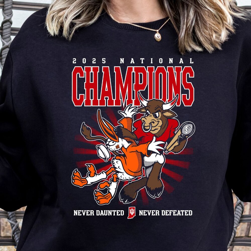 Indiana University Champions 2026 crewneck sweatshirt BLACK